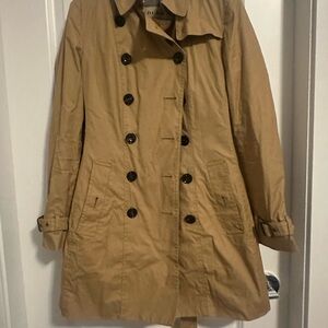 Tan Double-Breasted Women's Trench Coat with Winter lining